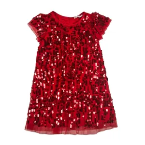 Stylish Summer Ruffle Sleeves Sequin Party Dress Children Princess Smock Dress