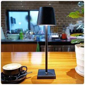 Rechargeable Usb Cordless Aluminum Table Lamp Portable Battery Powered Dimmable LED Desk Lamp for Home Hotel Restaurant Bedroom