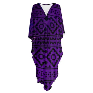 Abiti Kaftan di Tendenza, Copricostume per Costumi da Bagno, Vestito Intero con Stampa Geometrica Etnica, Abiti Estivi da Resort - Product Image 5