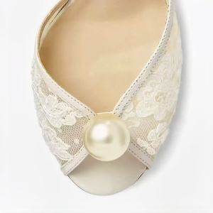 2025 elegante Designer di lusso da donna sandali a spillo alla caviglia con accenti di perle banchetto nuziale alto sottile per <span class=keywords><strong>scarpe</strong></span> da sposa estive - Product Image 4