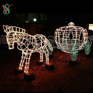 1.8m Géant Nature Taille Cheval Calèche Motif Lumière Extérieure Grand Noël Père Noël Traîneau avec Renne Décoration - Product Image 2