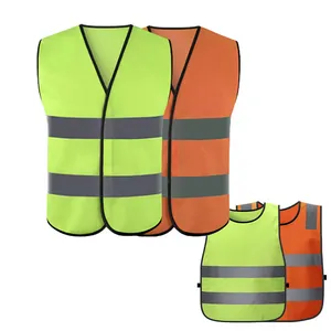 Yellow Pink White For High visibility standard customizable logo lightweight children kids safety vest with reflective tape