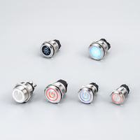 Interrupteur à bouton-poussoir LED rond verrouillable 12/16/19 mm 12V 20A en acier inoxydable et plastique, interrupteur métallique momentané à verrouillage