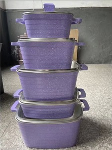 Ensemble de 10 casseroles carrées noires de qualité supérieure, 20, 24, 28, 32 cm, et faitout peu profond de 28 cm, avec poignée anti-brûlure, <span class=keywords><strong>fournisseur</strong></span> en gros - Product Image 6