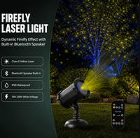 Dynamisches Firefly-Laserlicht Bluetooth-Lautsprecher Klasse II Gelber Laser Blaue LED IP65 100-240V ABS für Außenbereich Garten Rasen Baum