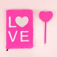 Carnet LOVE Cœur Scintillant, Journal Intime en Peluche pour Amoureux, Style Mignon et Frais avec Fourrure de Lapin