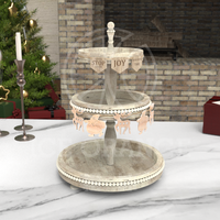 Plateau de service en bois à 3 niveaux pour Noël, support à cupcakes à bord festonné, présentoir à desserts et fruits pour table de Noël