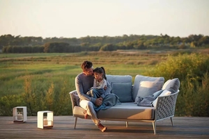 Divano da Esterno per Spiaggia e Tempo Libero, Protezione Solare, Impermeabile, Sedia in Vimini, Mobili da Giardino in Vimini Intrecciato e Legno Massello di Teak per Villa - Product Image 5