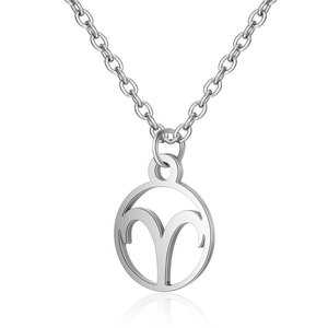 Acero inoxidable ahueca hacia fuera la estrella signo del zodiaco collar 12 colgante collar mujeres cadena gargantilla hombres joyería regalos - Product Image 6