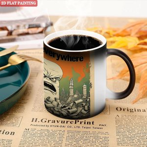 <b>Ceramic</b> <b>Cup</b> 11oz Frosted Black Heat Color Changing Magic Mug For Daily Use - Product Image 5
