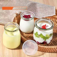 Jolie petite bouteille en verre transparent de 100 ml, adaptée aux bébés, avec couvercle hermétique pour le stockage des aliments, des desserts, du yaourt, de la gelée, du lait