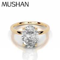 Bague de mariage pour femme MuShan en argent sterling 925, avec diamant Moissanite 2 carats couleur D, plaqué or 18 carats
