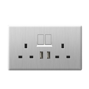 ब्रश ग्रे आधुनिक सार्वभौमिक स्विच और सॉकेट, पीसी यूके 13a दीवार लाइट स्विच, विद्युत रसोई नेट टीवी वॉल सॉकेट - Product Image 6
