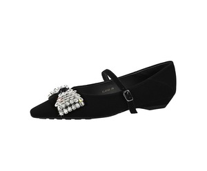 <span class=keywords><strong>Scarpe</strong></span> da Donna Mary Jane in Velluto <span class=keywords><strong>Bordeaux</strong></span> con Punta Affusolata, <span class=keywords><strong>Tacco</strong></span> <span class=keywords><strong>Basso</strong></span> a Zeppa, Fiocco con Strass, per Sposa e Ufficio - Product Image 6