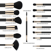 HMU-brosse de maquillage professionnelle, 15 pièces, échantillon gratuit, noir, Rose, or, cheveux synthétiques noirs, Vegan, pinceaux de maquillage personnalisés
