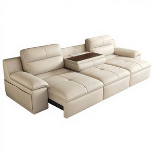 Divano Letto Elettrico in Vera Pelle, Stile Italiano Minimalista, per Soggiorno, Dritto, a Due e Tre Posti, Nuovo Design Retrattile Tutto-in-Uno - Product Image 1