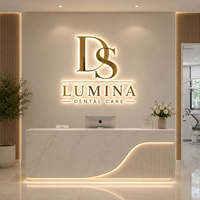 Enseigne de logo d'entreprise, lettres en relief 3D LED, lettres rétroéclairées dorées, logo d'entreprise personnalisé, enseigne de devanture de magasin pour entreprise
