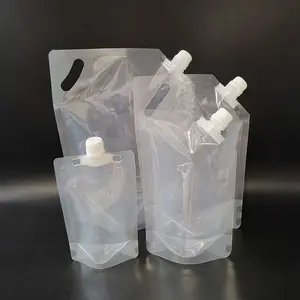 Multi-size Plastic Doypack Bags Drink Packaging Stand Up Wine Clear Soap Hand Sanitizer Refill Transparent Spout Pouch Bag