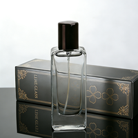 Flacon de parfum en verre de luxe vide de 50 ml avec bouchon en alliage de zinc, impression personnalisée du logo, boîte d'emballage, contenant de parfum classique