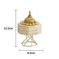 Brûleur d'encens en bois octogonal miniature de style minimaliste, Bukhoor Mabkhara avec support et couvercle en forme de mini-dôme de mosquée