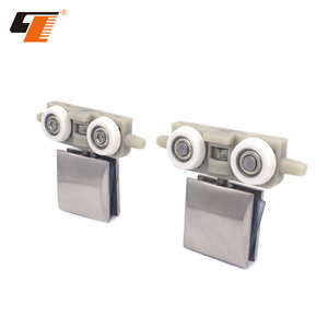 Puerta corredera <span class=keywords><strong>de</strong></span> 8 ruedas <span class=keywords><strong>de</strong></span> cierre suave doble <span class=keywords><strong>de</strong></span> acero inoxidable 304, sistema <span class=keywords><strong>de</strong></span> puerta corredera <span class=keywords><strong>de</strong></span> satén pulido, accesorio <span class=keywords><strong>de</strong></span> vidrio para Baño - Product Image 5