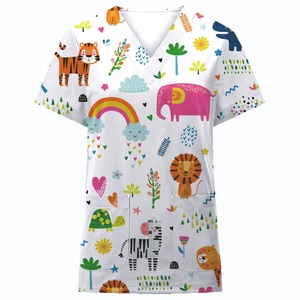 Divisa infermieristica <span class=keywords><strong>da</strong></span> donna con stampa cartoon, ideale per dropshipping - T-shirt e pantaloni medicali - Product Image 1