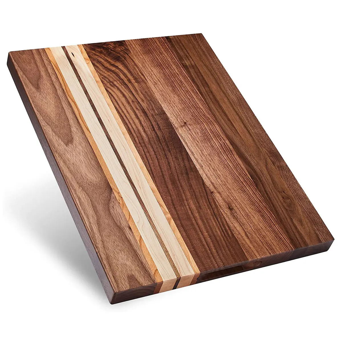 Planche à découper en bois de hêtre, Design de cuisine, grand mélange de noix rayé fait à la main, cerise, érable