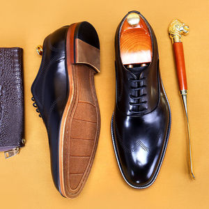 Dernières Chaussures Habillées Formelles Élégantes pour Hommes, Style Brogue Coréen Tendance, en Cuir Véritable, Imperméables pour l'Automne - Product Image 6