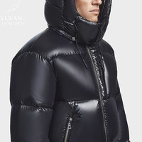 Veste matelassée YuFan personnalisée brillante à capuche, imperméable pour homme, style court et bouffant