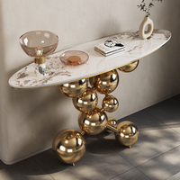 Table de porche de luxe Table de console murale en marbre design Hall d'entrée Table de vue simple post-moderne pour meubles de salon