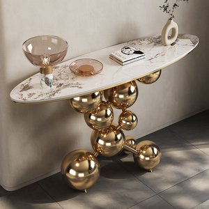 Luxe Veranda Tafel Designer Marmeren Muur <span class=keywords><strong>Console</strong></span> Tafel Hal Post-Moderne Eenvoudige Eindtafel Voor Woonkamer Meubels - Product Image 4