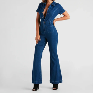Pantalones <span class=keywords><strong>Vaqueros</strong></span> de <span class=keywords><strong>mujer</strong></span> de distribución al por mayor | Mono vaquero acampanado al por mayor | Traje de <span class=keywords><strong>vaqueros</strong></span> de <span class=keywords><strong>mujer</strong></span> personalizado - Product Image 4