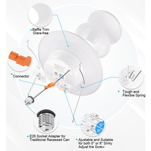ETL 5004879 75 Wát thay thế 965lm ẩm ướt đánh giá 5in 6in 5cct LED lõm trang bị thêm Downlight với vách ngăn <span class=keywords><strong>TRIM</strong></span> - Product Image 3