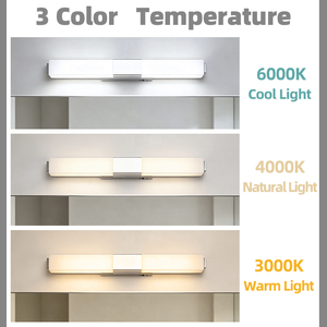 Modern Aluminum LED Wall Lamp 3500K Warm White Rectangular Shade Surface Mounted for Bathroom <b>Mirror</b> Lighting - Product Image 4