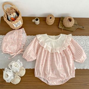 Adorabile tutina a quadri per <span class=keywords><strong>neonata</strong></span> con cappellino per neonati e per la festa dei cento giorni - Product Image 2