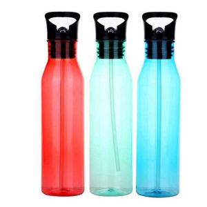 Reusable Plastic Water Bottle With Straw Bpa Free For Outdoor <b>Hiking</b> Travel Unisex Modern Design Screw-On <b>Cap</b> - Product Image 1