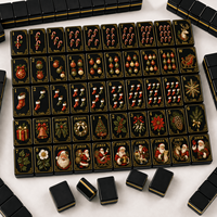 Mahjong noir sur le thème de Noël, qualité professionnelle de luxe, acrylique à trois couches, taille personnalisée, imperméable, portable, jeu de casino