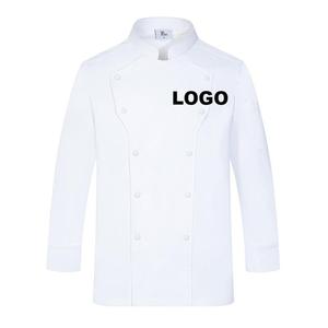 Venta al por mayor Chef uniforme de manga larga Unisex transpirable algodón cocina ropa de trabajo con bolsillo para restaurante Hotel - Product Image 1