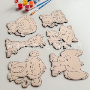 Custom-made cross-border 6-style wooden animal craft <b>kits</b> for kindergarten <b>DIY</b>, wooden children's <b>DIY</b> painting and drawing - Product Image 2