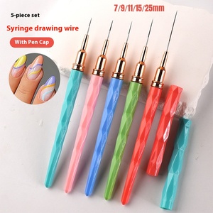 5-gói Macaron móng tay nghệ thuật sơn móc cạnh bàn chải thiết lập xuyên biên giới mới đặc biệt kéo dòng bút với chất liệu nylon Nail Rod nhựa - Product Image 4