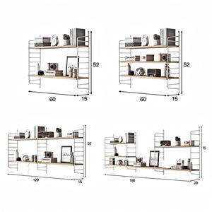 Nouvelle conception d'étagère <span class=keywords><strong>murale</strong></span> flottante à 3 niveaux <span class=keywords><strong>en</strong></span> <span class=keywords><strong>fer</strong></span> noir avec bois massif, utilisée pour la décoration intérieure de la maison et du bureau - Product Image 3