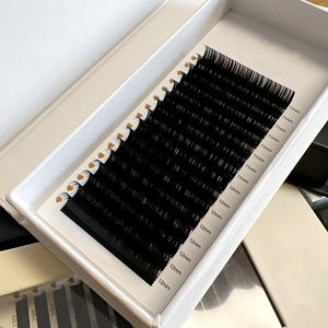 Extensiones de Pestañas Individuales de Fibra PBT Coreana de Seda de Cachemira al por Mayor, 0.03 0.05 0.07 0.20, Negro Mate, Marca Privada, Volumen Natural - Product Image 1