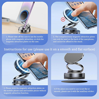 Support de téléphone magnétique sous vide à 360 Rotation opération à une main support de téléphone magnétique réglable pliable