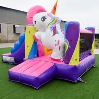 Château gonflable de licorne avec toboggan Mini maison Château gonflable rose avec toboggan Château gonflable de saut Videur extérieur
