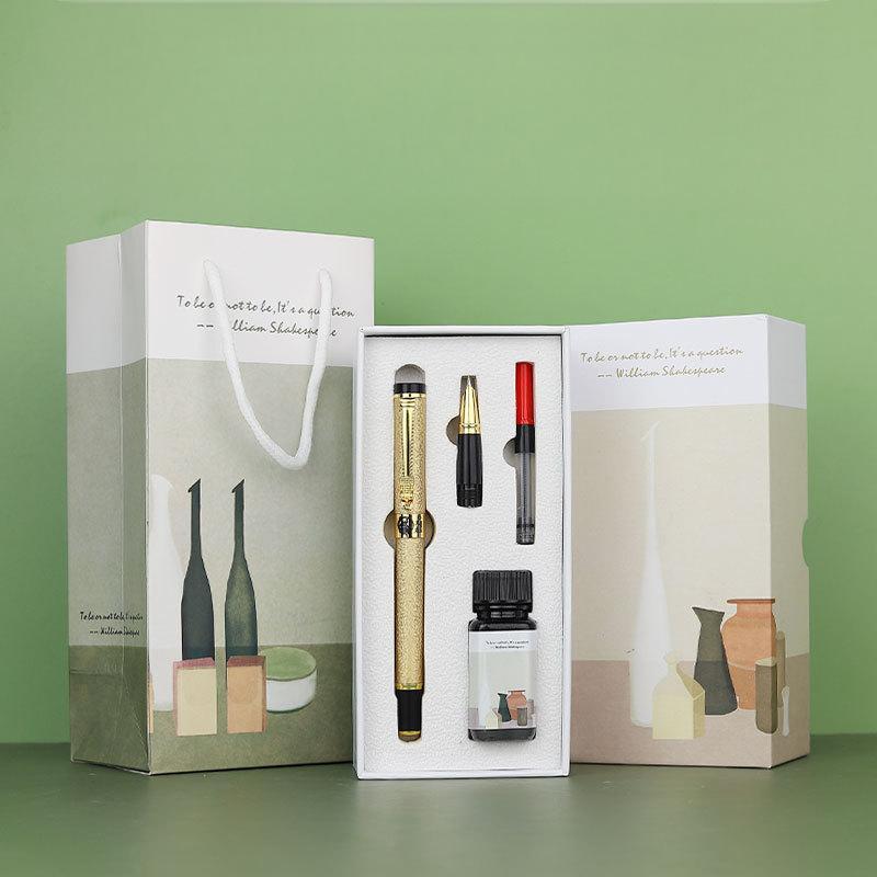 Stylo plume doré + accessoires de plume dissimulée