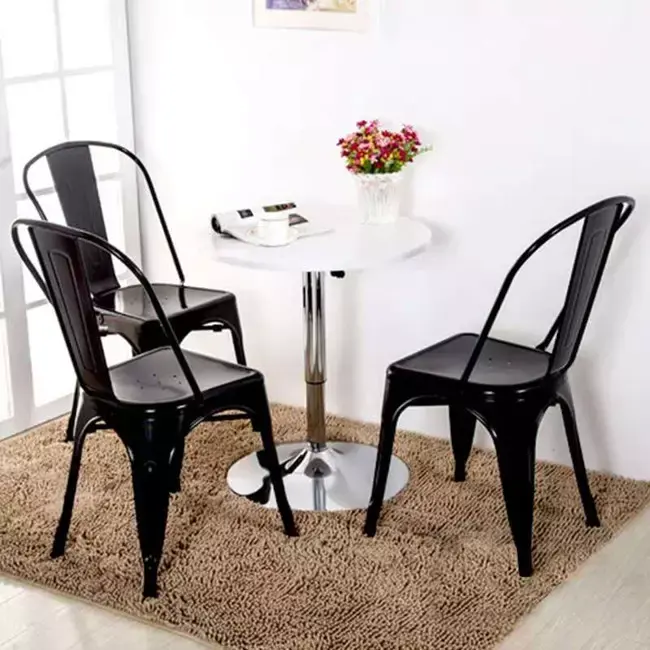 Colorful Restaurant Metal Iron Side Steel Stackable Industrial Tolix Dining Chairs with Seat Board