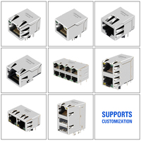 Conector USB dual RJ45 Modular Jack Conector Ethernet Base-T de 1000, con transformadores apilados1x3, conector RJ45
