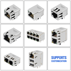 Connettore <span class=keywords><strong>RJ45</strong></span> Femmina Integrato con 100/1000/2.5G/5G/10G Base-T Magnetico Multiporta <span class=keywords><strong>RJ45</strong></span> MagJack con USB <span class=keywords><strong>SMT</strong></span> Verticale <span class=keywords><strong>RJ45</strong></span> - Product Image 1