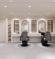 Station de manucure tout-en-un, solution clé en main, design moderne et minimaliste blanc avec poste de lavage et comptoir d'accueil.