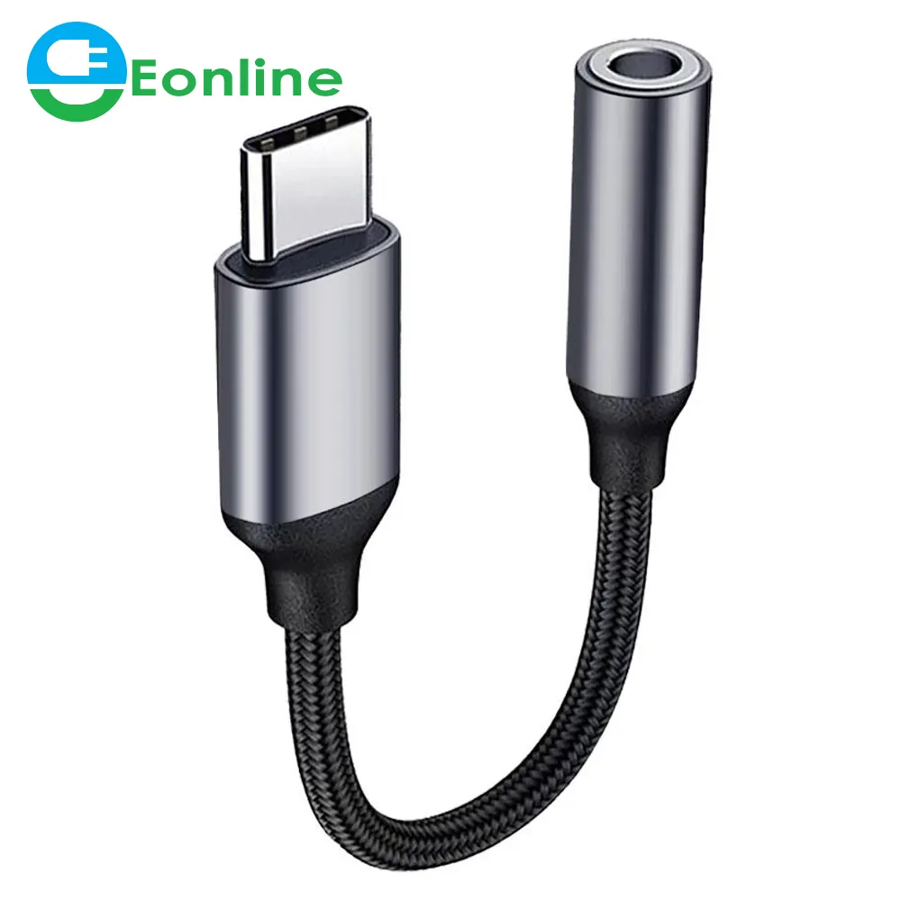 EONLINE Headphone Adapter USB C Type C To 3.5mm Jack Cable AUX Adapter Type-C 3.5 Audio Converter Cable